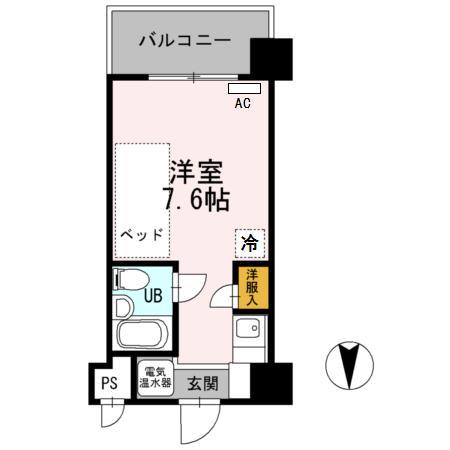 ベルハウス(ワンルーム/3階)の間取り写真