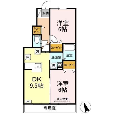 レフアⅠ棟(2DK/1階)の間取り写真