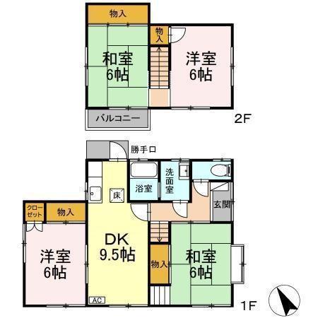 可部線 七軒茶屋駅 徒歩13分 2階建 築42年(4DK)の間取り写真