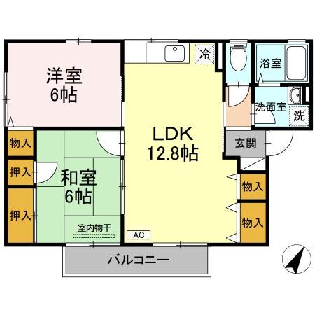 セジュール中相田Ⅱ(3DK/2階)の間取り写真