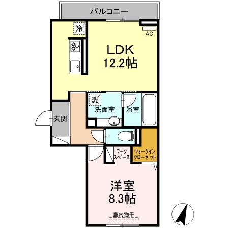 グリシーヌ串戸(1LDK/2階)の間取り写真
