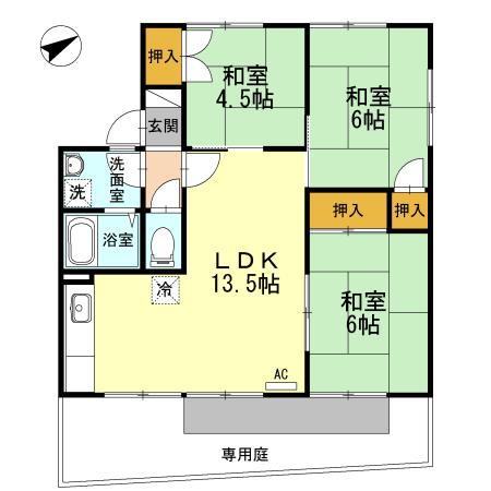 コートヴィレッジⅢ(3LDK/1階)の間取り写真