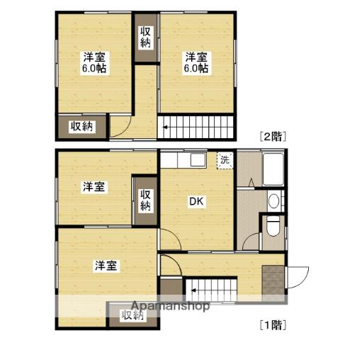 広島県広島市安佐北区 2階建 築52年(4DK)の間取り写真