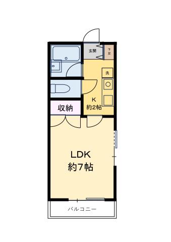 日浦メノー(1K/2階)の間取り写真
