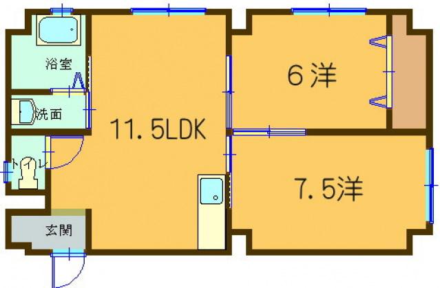 林ビル(2LDK/1階)の間取り写真