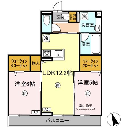 サウスERN GION(2LDK/2階)の間取り写真