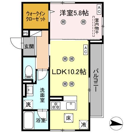 VILLA HAKUYO(1LDK/1階)の間取り写真