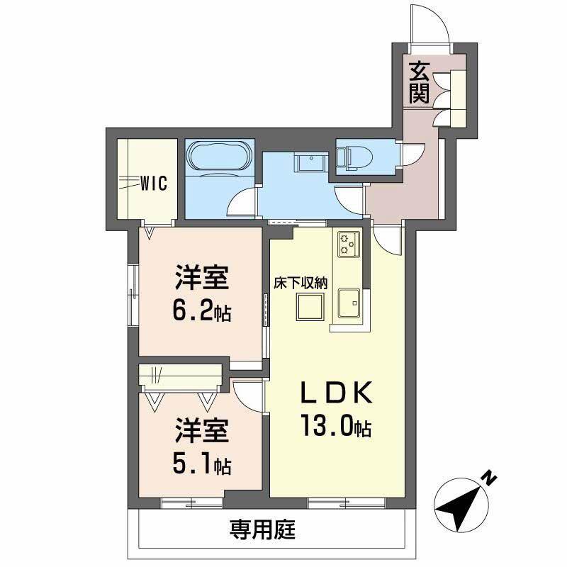 フィグ古江東町(2LDK/1階)の間取り写真