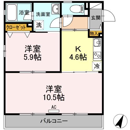 JANOOK(2K/2階)の間取り写真