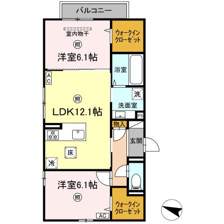 パークコート東雲(2LDK/1階)の間取り写真