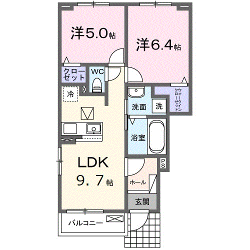 ブリックフォレスト(2LDK/1階)の間取り写真