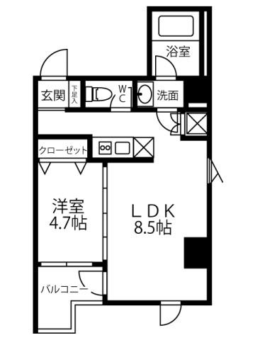 RESIDENCE ICONN KAWARAMACHI(1LDK/3階)の間取り写真