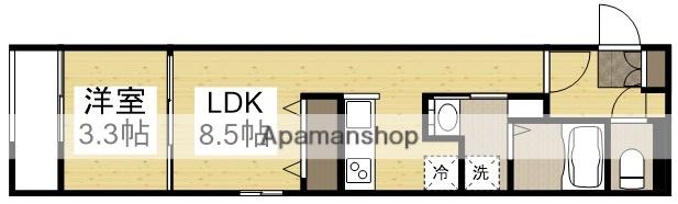 月光呉駅西(1LDK/3階)の間取り写真