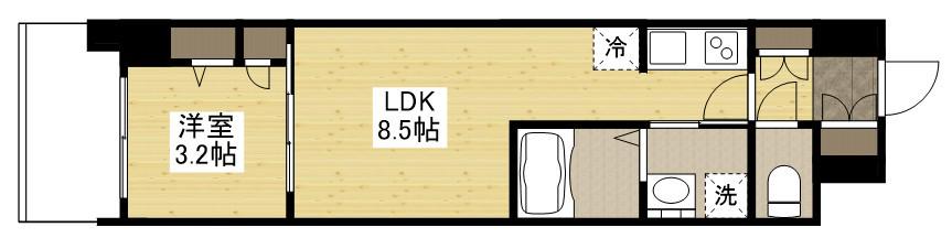 S-RESIDENCE東千田公園ALESIA(1LDK/12階)の間取り写真