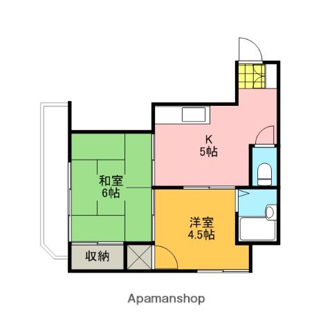 松岡ビル(2K/4階)の間取り写真