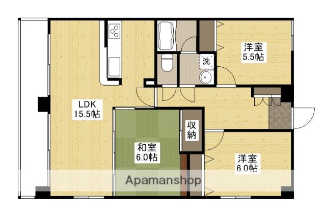 モア・マリオ平和公園(3LDK/13階)の間取り写真