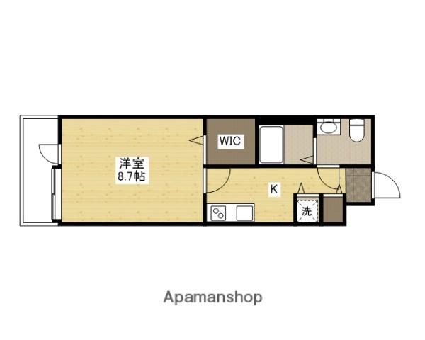 グラビスコート十日市(1K/4階)の間取り写真