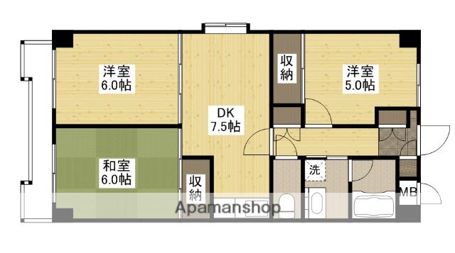 東邦マンション(3DK/5階)の間取り写真