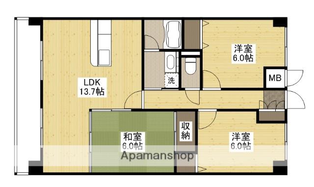 ハイコーポ南千田(3LDK/8階)の間取り写真
