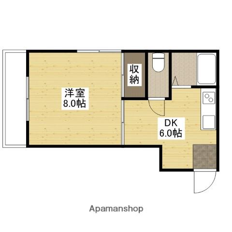 ハイム西旭(1DK/3階)の間取り写真