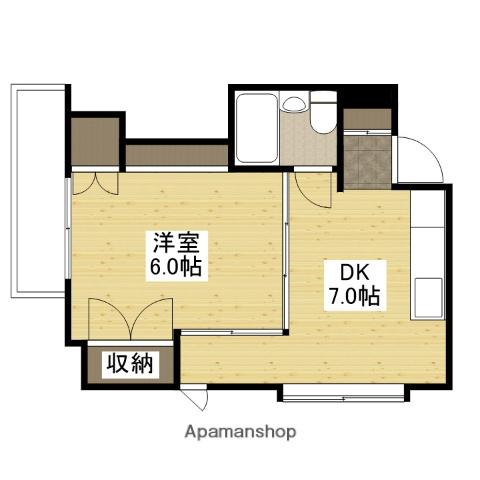 倉本第一ビル(1DK/4階)の間取り写真