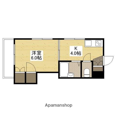 第1下原ビル(1K/4階)の間取り写真