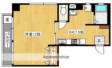 ヴィクトリーヒルズ(1DK/4階)の間取り写真