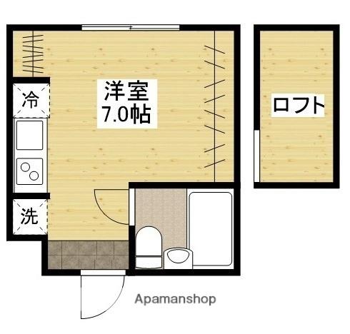 ラフテル(ワンルーム/2階)の間取り写真