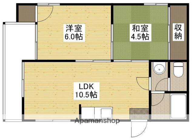 松岡マンション(2LDK/4階)の間取り写真