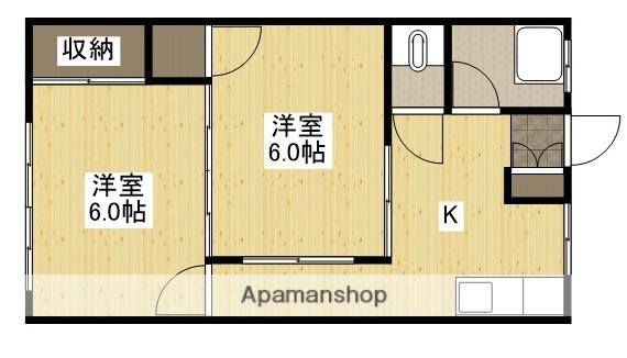 石田ビル(2K/1階)の間取り写真