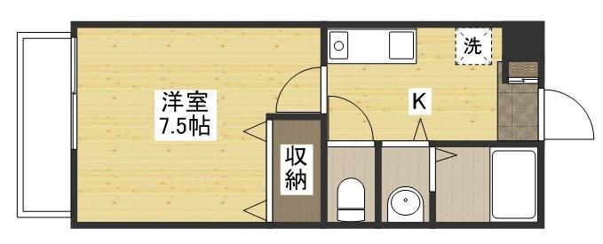 オレンジハウス(1K/1階)の間取り写真