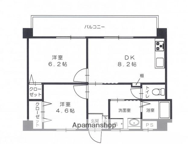 スペンドーレI(2DK/4階)の間取り写真