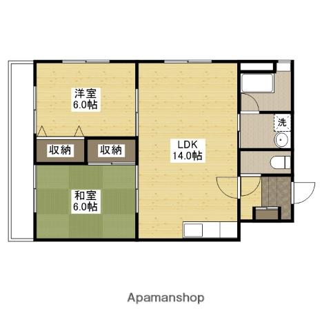 鈴峰ビル(2LDK/5階)の間取り写真