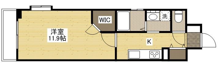 ロアール松川町(1K/13階)の間取り写真