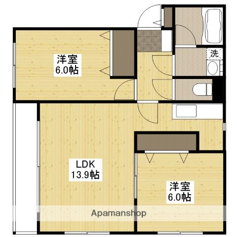 ラヴィーヌ緑井Ⅲ号館(2LDK/1階)の間取り写真