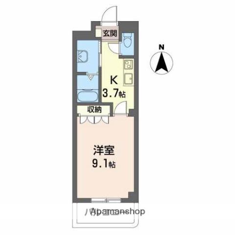 アセント西原(1K/1階)の間取り写真