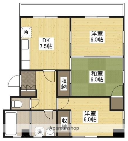森田ハイム(3DK/4階)の間取り写真