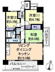 アスレ東原Ⅰ番館(3LDK/11階)の間取り写真