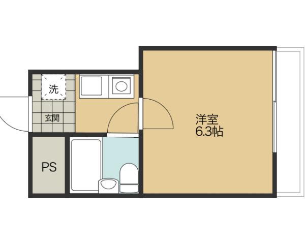 牛田フラッツ(1K/2階)の間取り写真