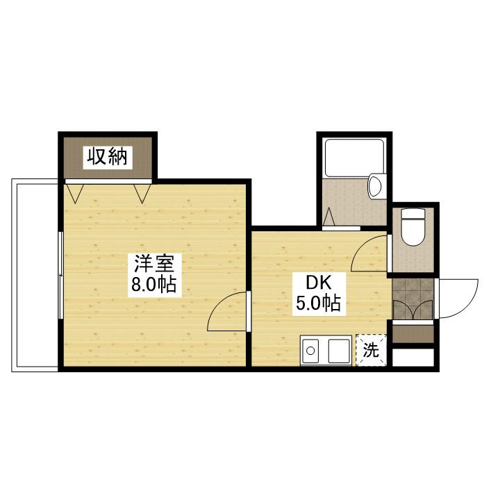 広島畳材6ビル(1DK/7階)の間取り写真