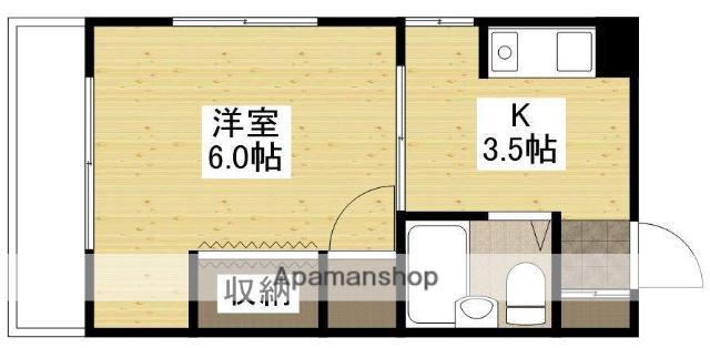 的場ハイツ(1K/2階)の間取り写真