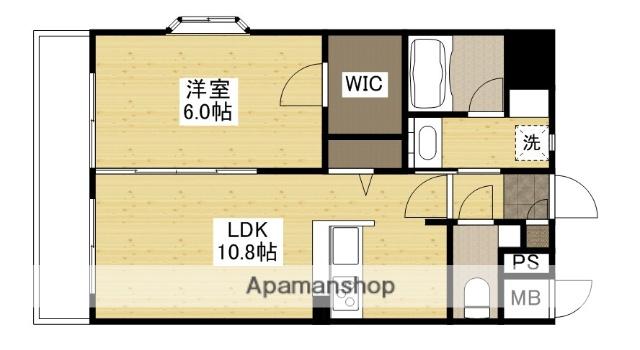 ラゾ・プレイス西原(1LDK/6階)の間取り写真