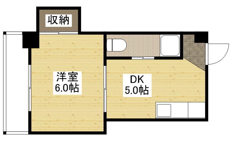 玉井ビル(1DK/3階)の間取り写真