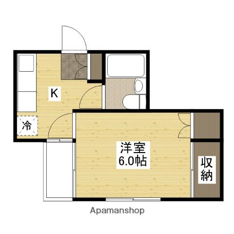 サンライズ広島(1K/4階)の間取り写真