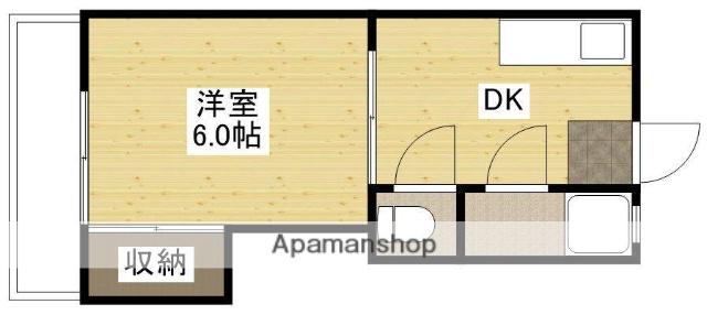 山本ビル(1DK/2階)の間取り写真