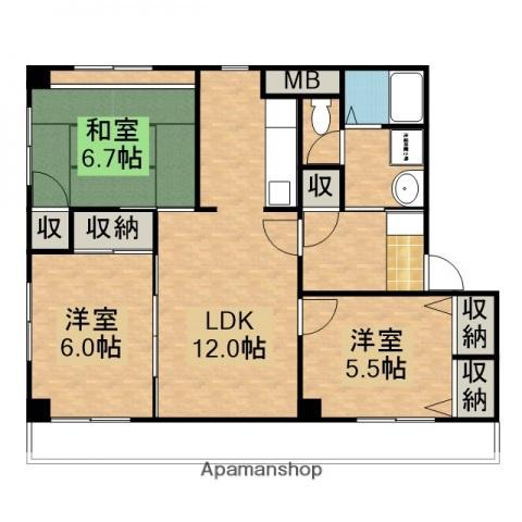 マルセンビル(3LDK/4階)の間取り写真