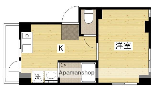 浜本ビル(ワンルーム/4階)の間取り写真