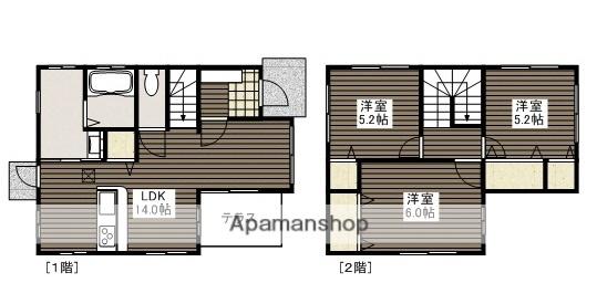 山陽本線 向洋駅 徒歩15分 2階建 築13年(3LDK)の間取り写真