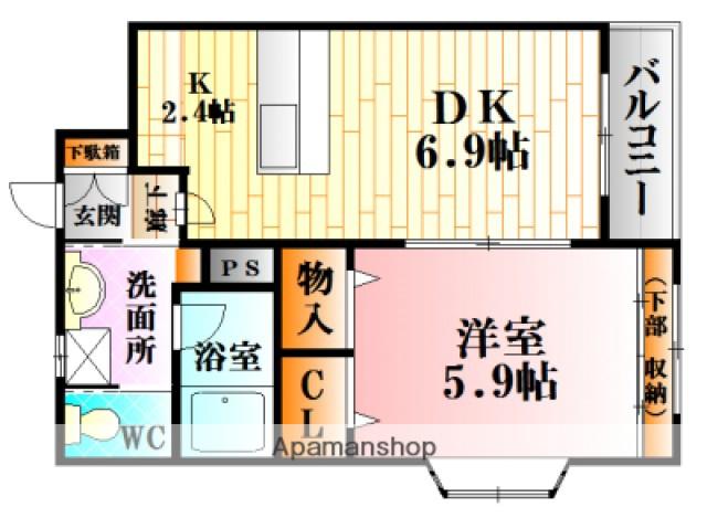 ラークヒルズ(1LDK/2階)の間取り写真