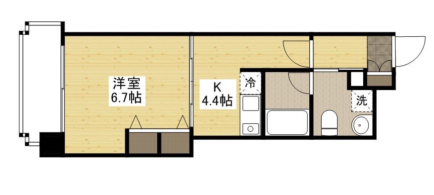 モア・マリオ平和公園(1K/8階)の間取り写真